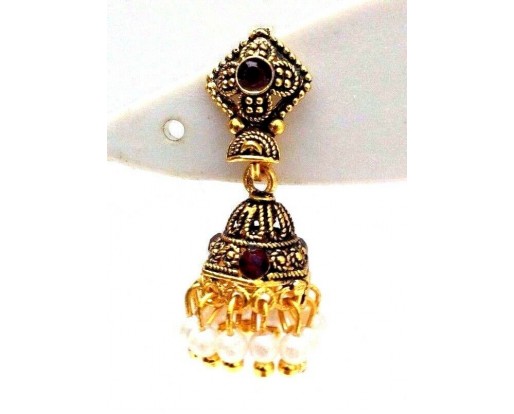 Golden Oxidized Women Earring Jhumka Jhumki Jewelry Drop PushBack Classy Gift 76